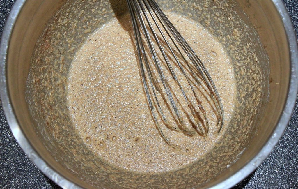 Yeast mix added to bowl
