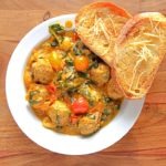 Curry Meatballs with Spinach and Cherry Tomatoes