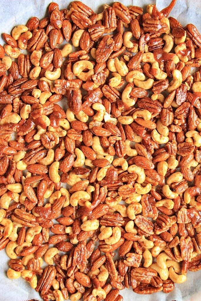Baked sweet and spicy nuts