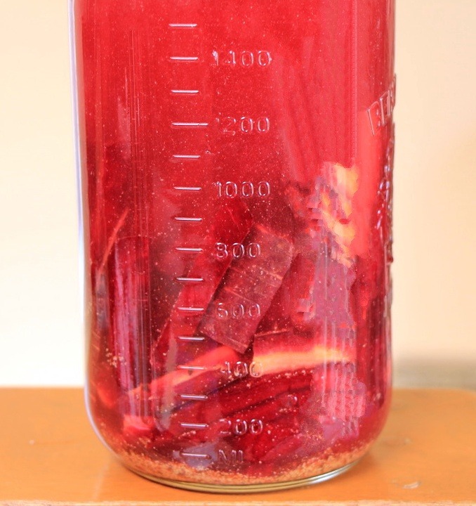 Beet probiotic drink in jar