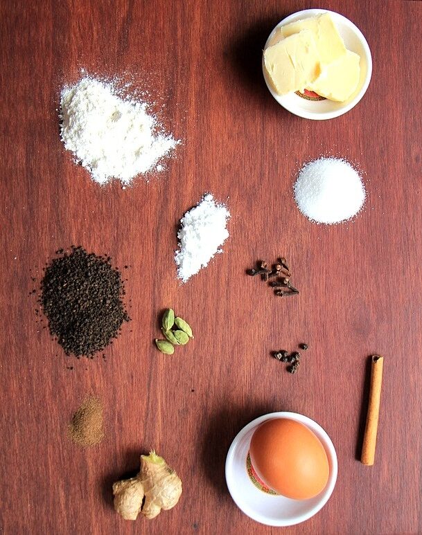 Ingredients for chai infused cookies