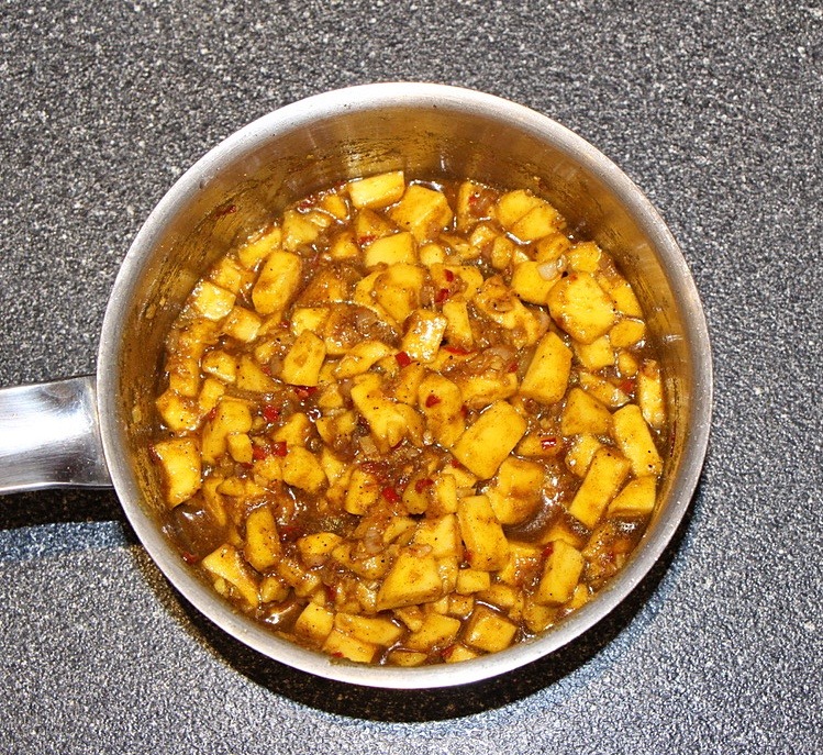 Sweet Spicy Mango Chutney in pan