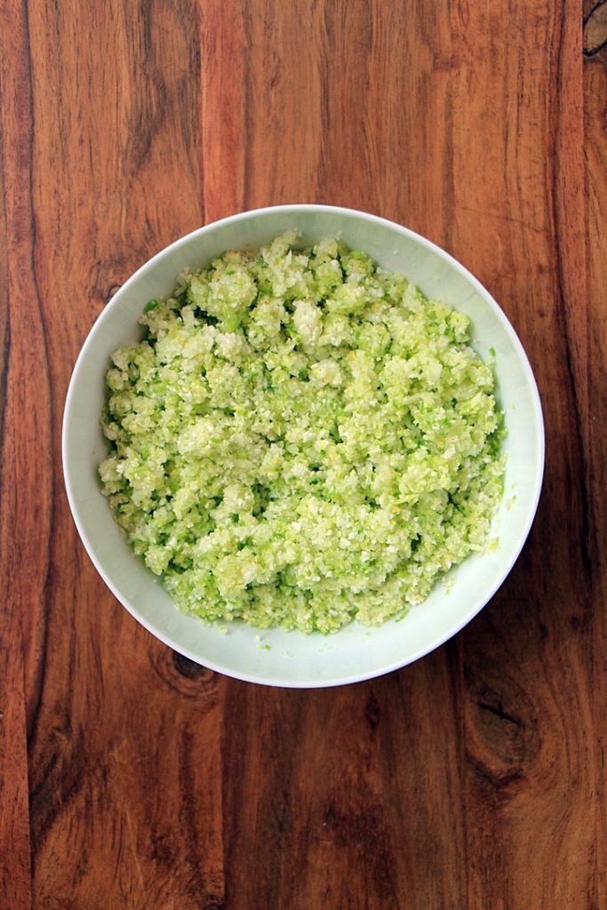Grated cauliflower and Brussels sprouts