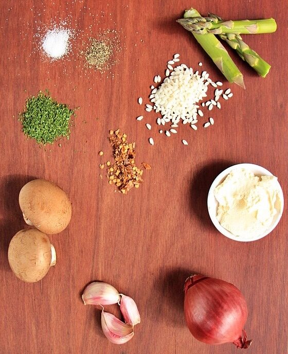 Ingredients for the asparagus mascarpone risotto
