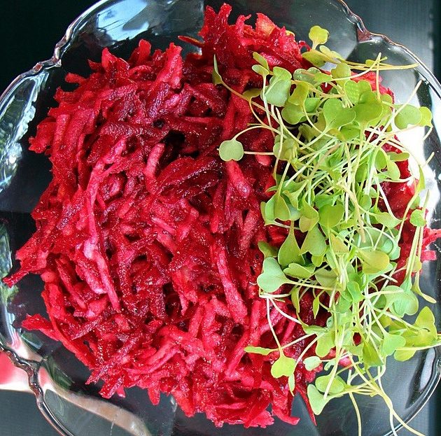 Beet coleslaw with micro greens