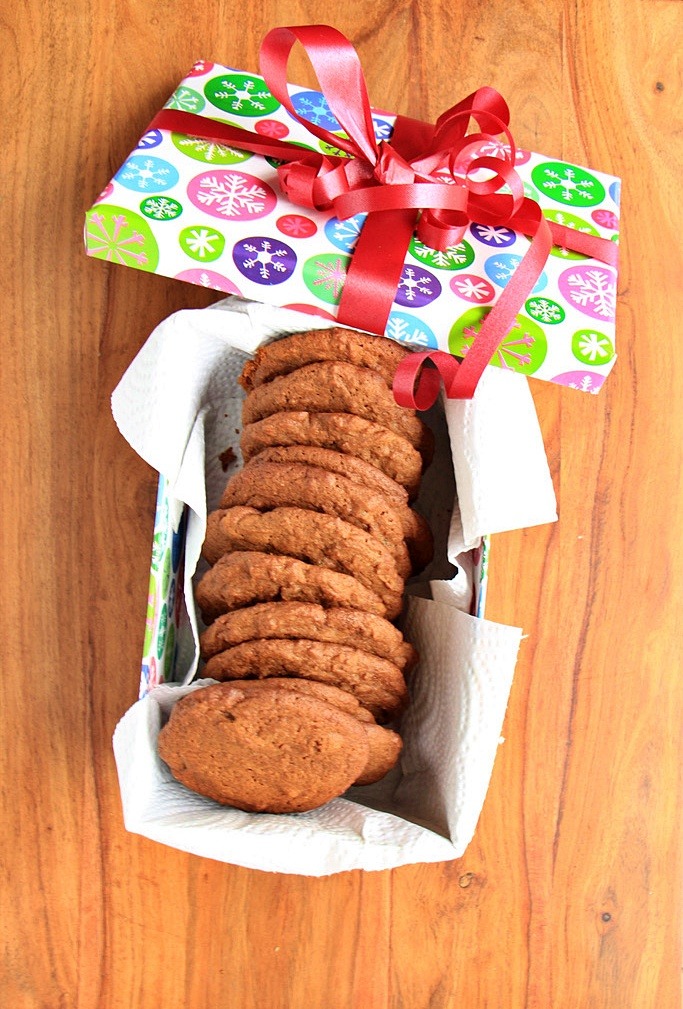 Molasses ginger cookies in a gift box