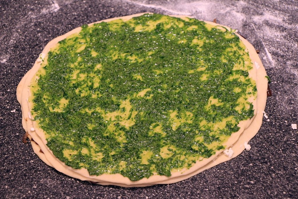 Third layer with the chive paste