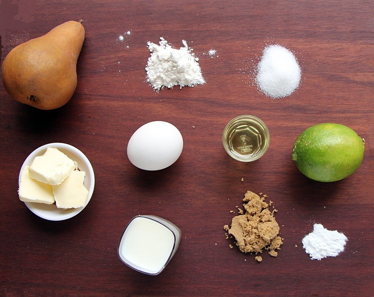 Ingredients for upside down pear cake