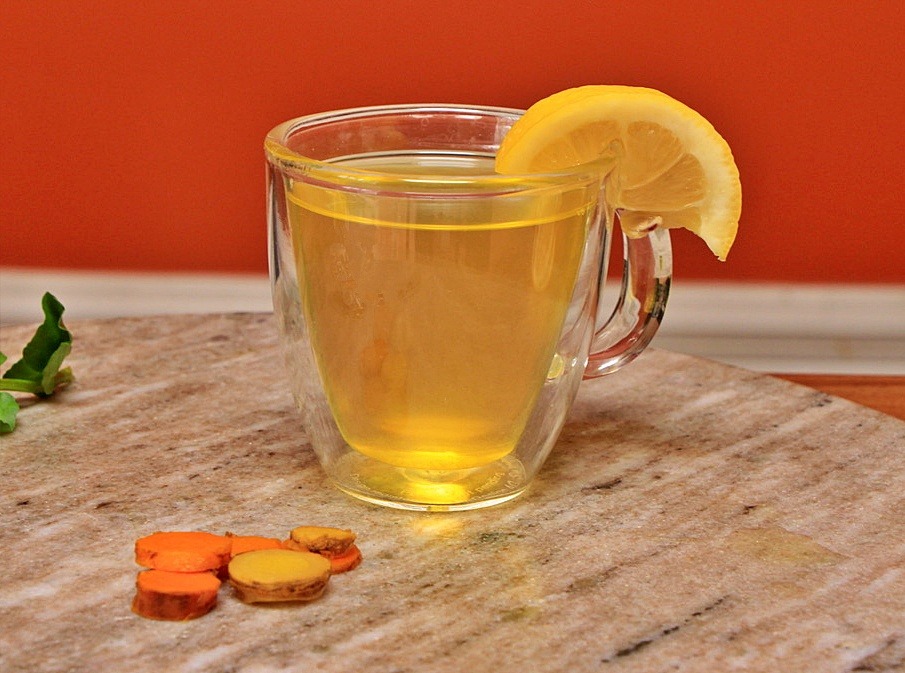 Fresh turmeric and ginger tea