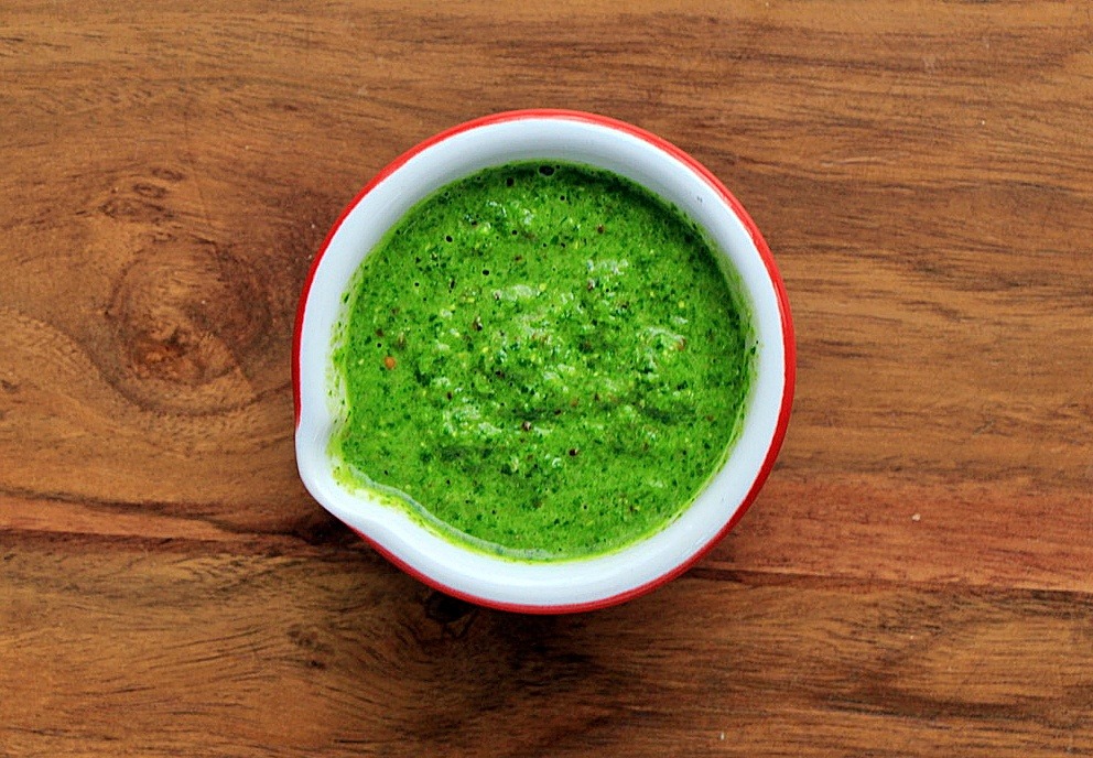Watercress dressing in a Bowl