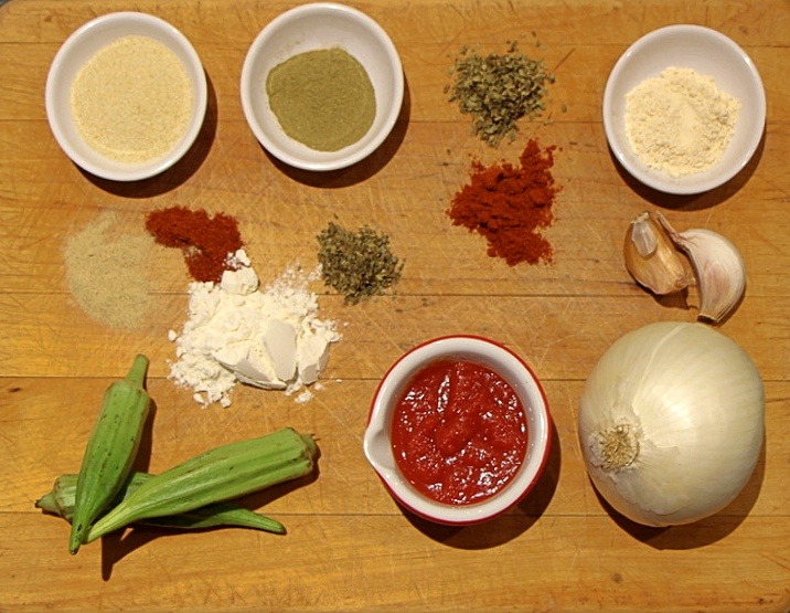 Ingredients for New Orleans gumbo