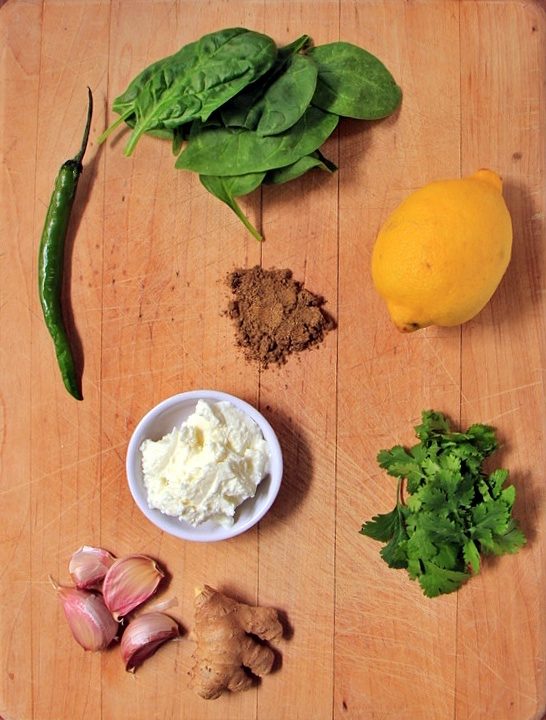 Ingredients for green goddess paneer