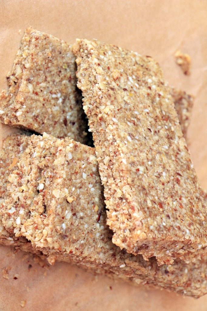 Oat and nut bars close up