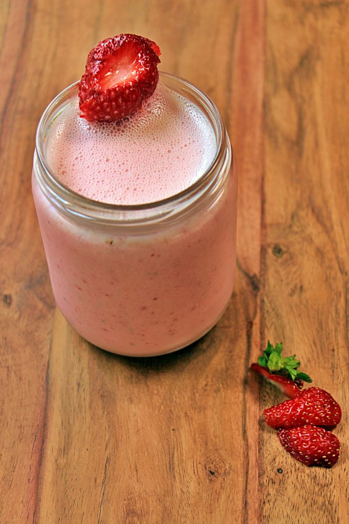 Strawberry creamcheese smoothie top view