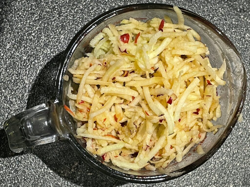 Grated apples for apple muffins