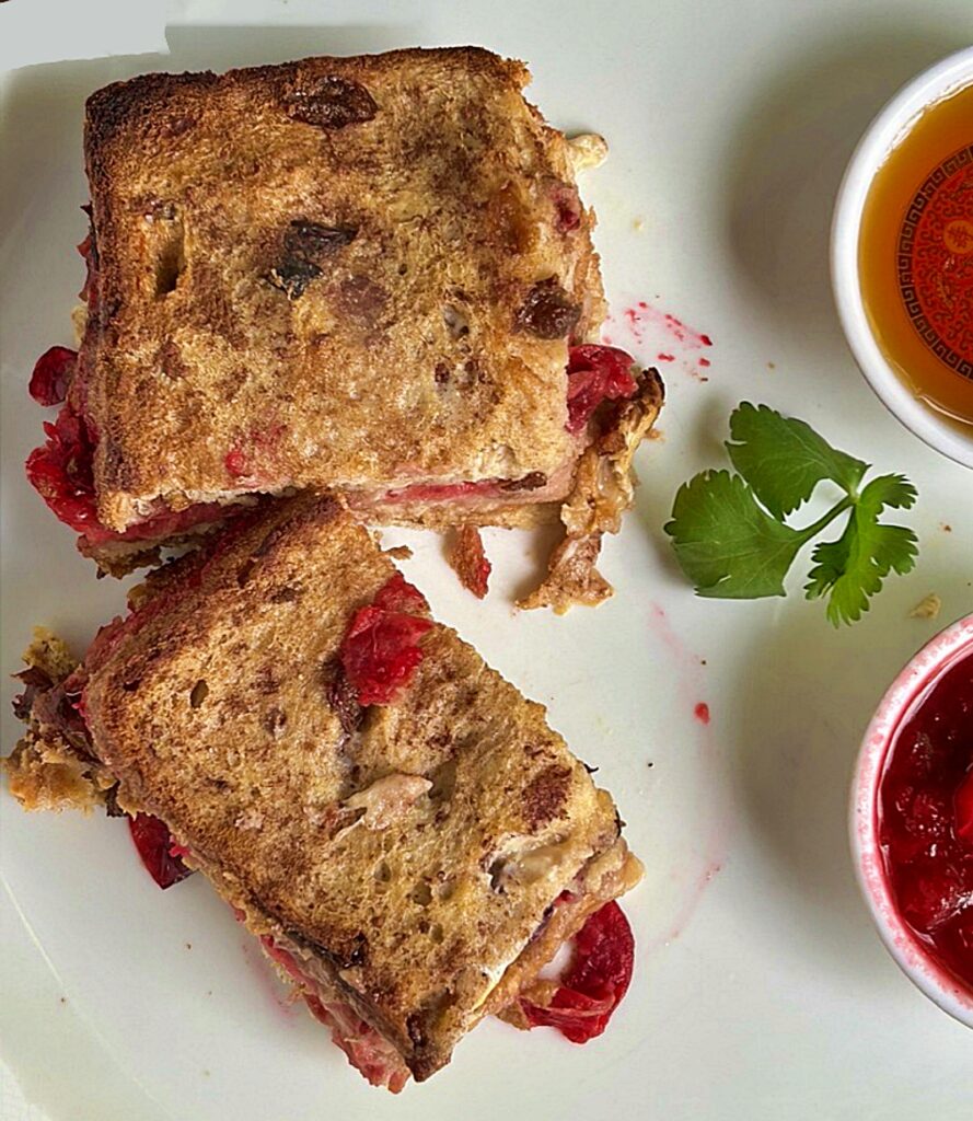 Close up cranberry toast