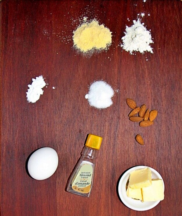 Ingredients for crunchy almond biscotti