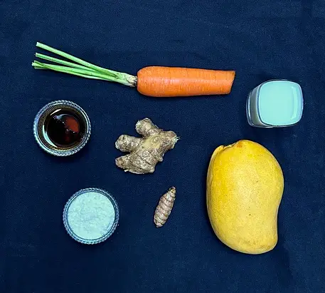 Ingredients for mango carrot smoothie