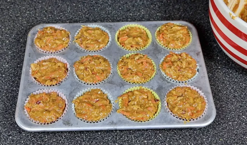 Carrot apple muffins ready to bake