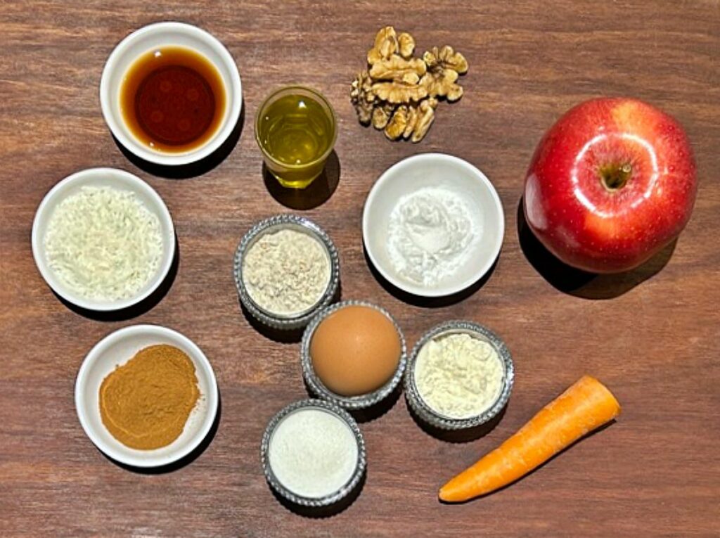 Ingredients for carrot apple muffins