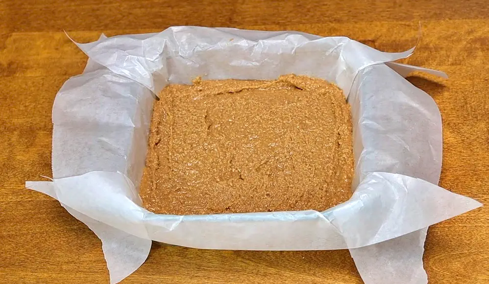 Peanut butter squares base in dish