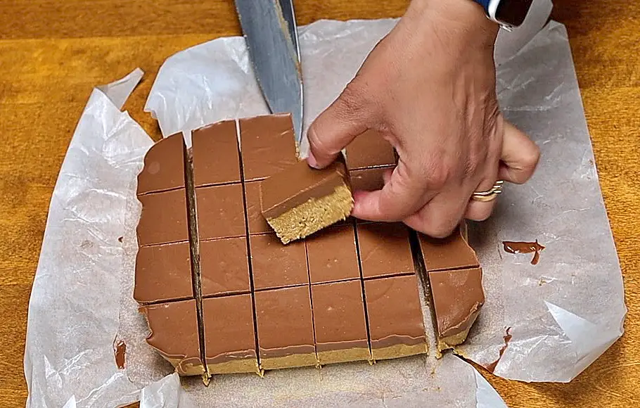 Peanut butter squares cut