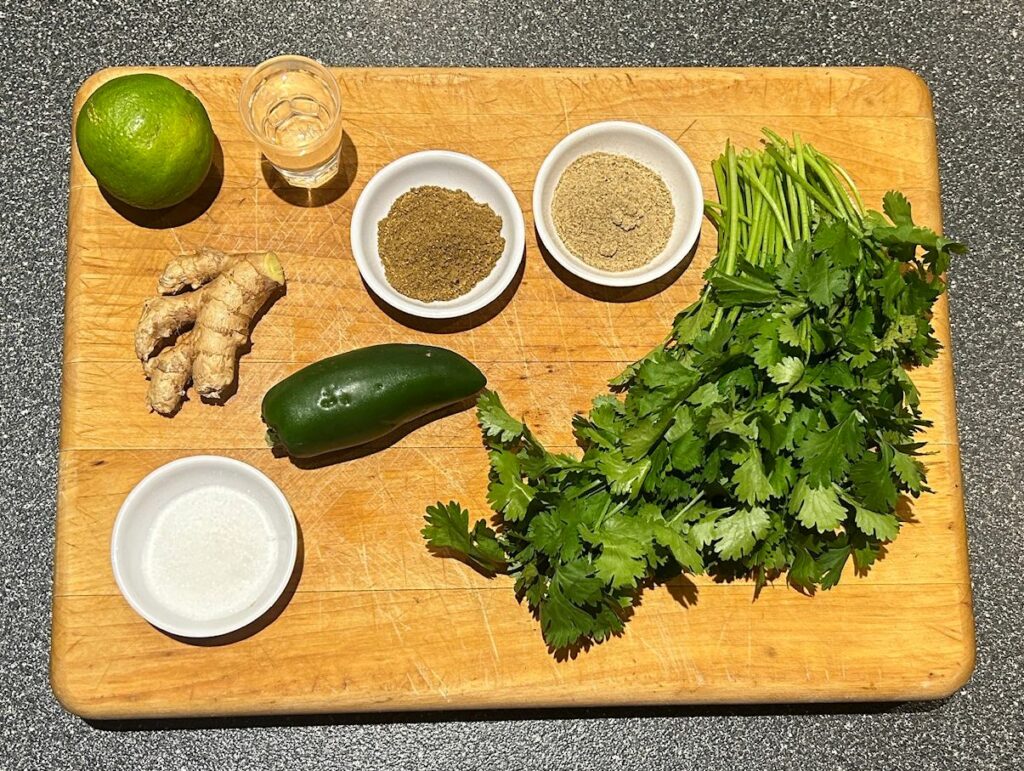 Ingredients for coriander chutney