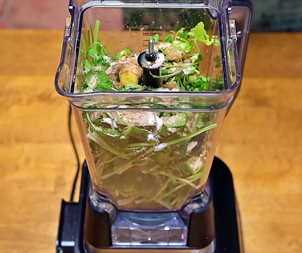 Coriander chutney in blender