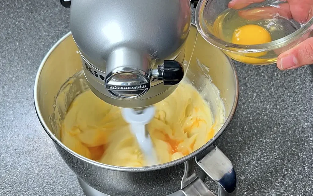 Eggs in batter for crinkle cookies