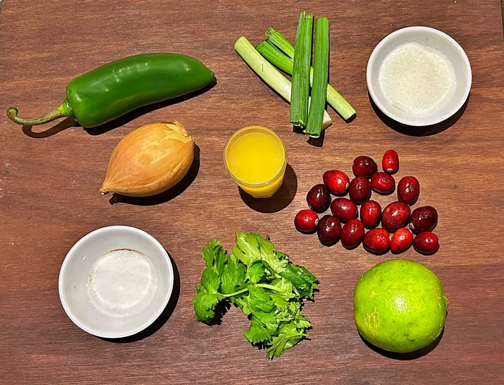 Ingredients for cranberry salsa