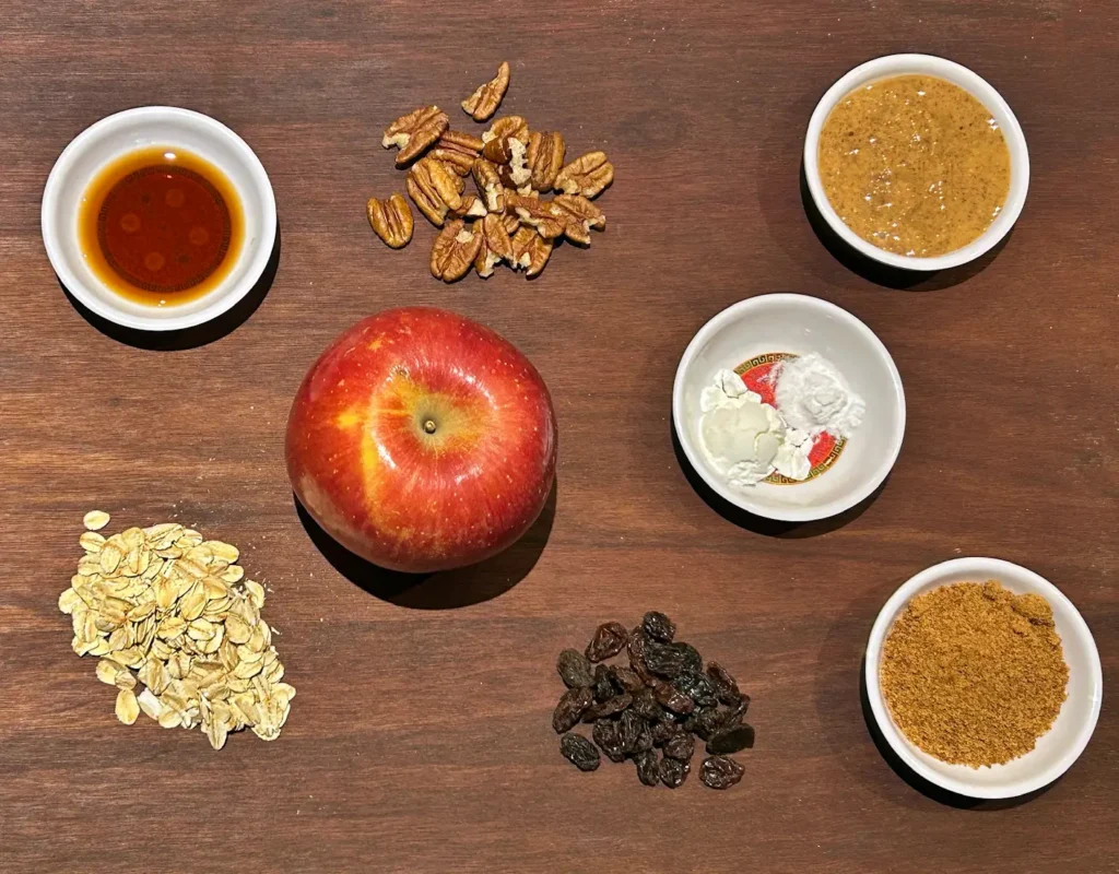 Ingredients for apple oatmeal muffins